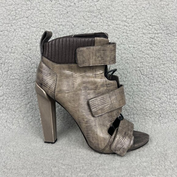 Alexander Wang Sandals Women 7 37 Shoe Grey Noemi Booties Heels Boots Peep Toe 1 - Picture 3 of 13